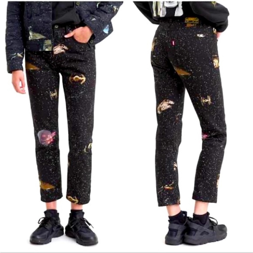 Levi’s X Star Wars 501 Original Straight Crop Jean size 25 in Black Multi